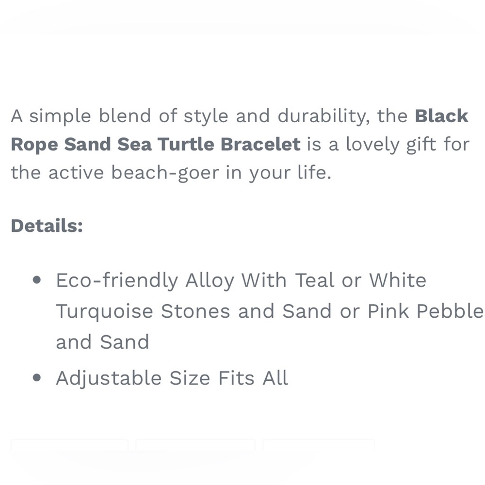 🔴CLEARANCE🔖 NWT 🏝️ SILVER PINK/BEIGE SAND SEA TURTLE BLACK STRETCH ROPE BRACELET - Picture 8 of 8